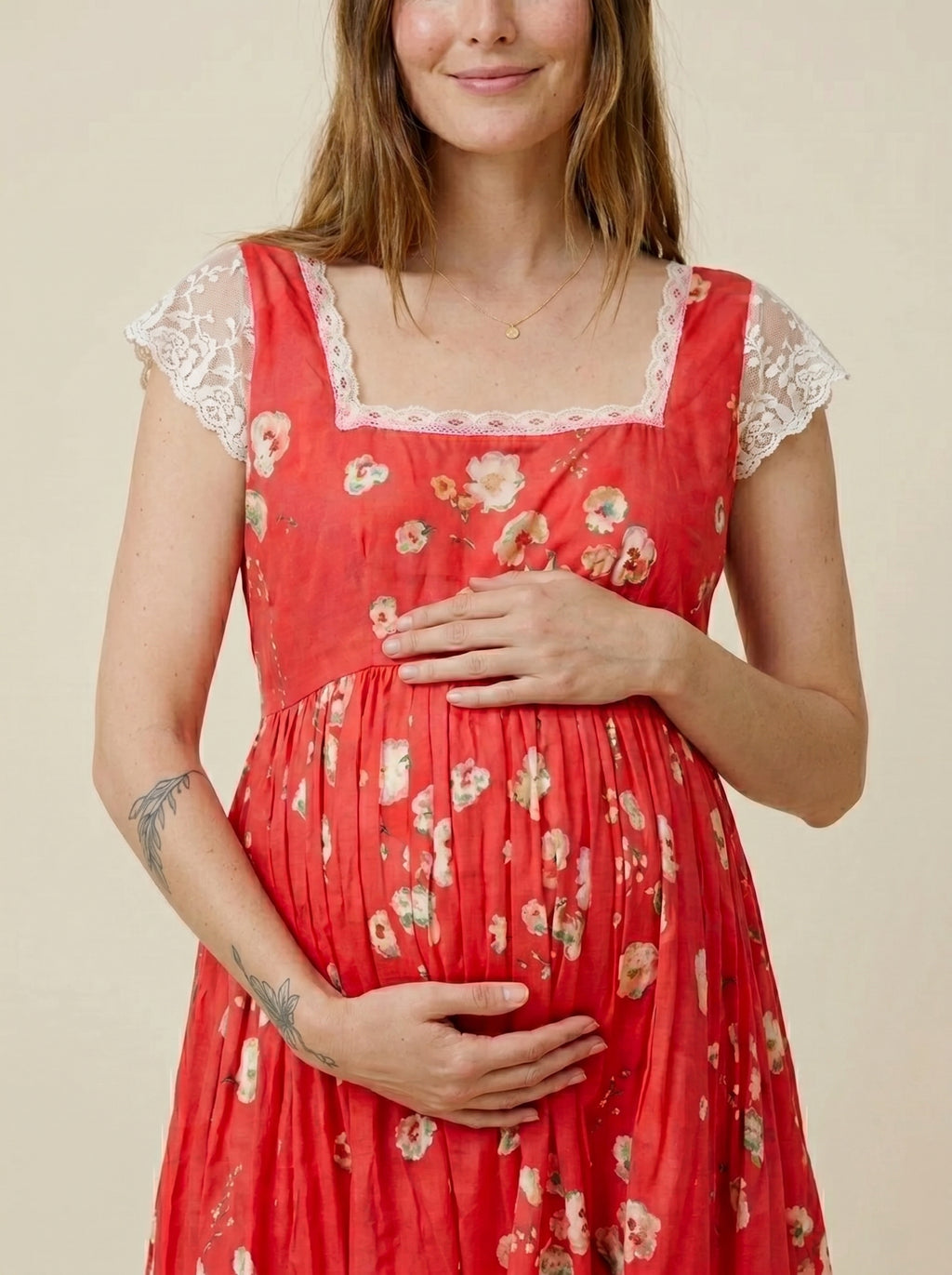 Red Monkey Floral Chantilly Lace Maxi Dress