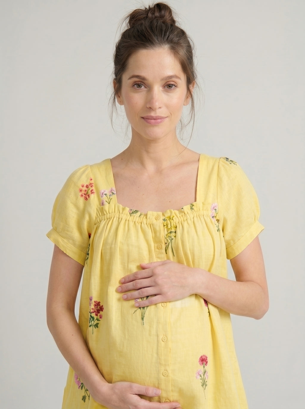 Daffodil Yellow Botanical Maternity Tunic Co-Ord Set