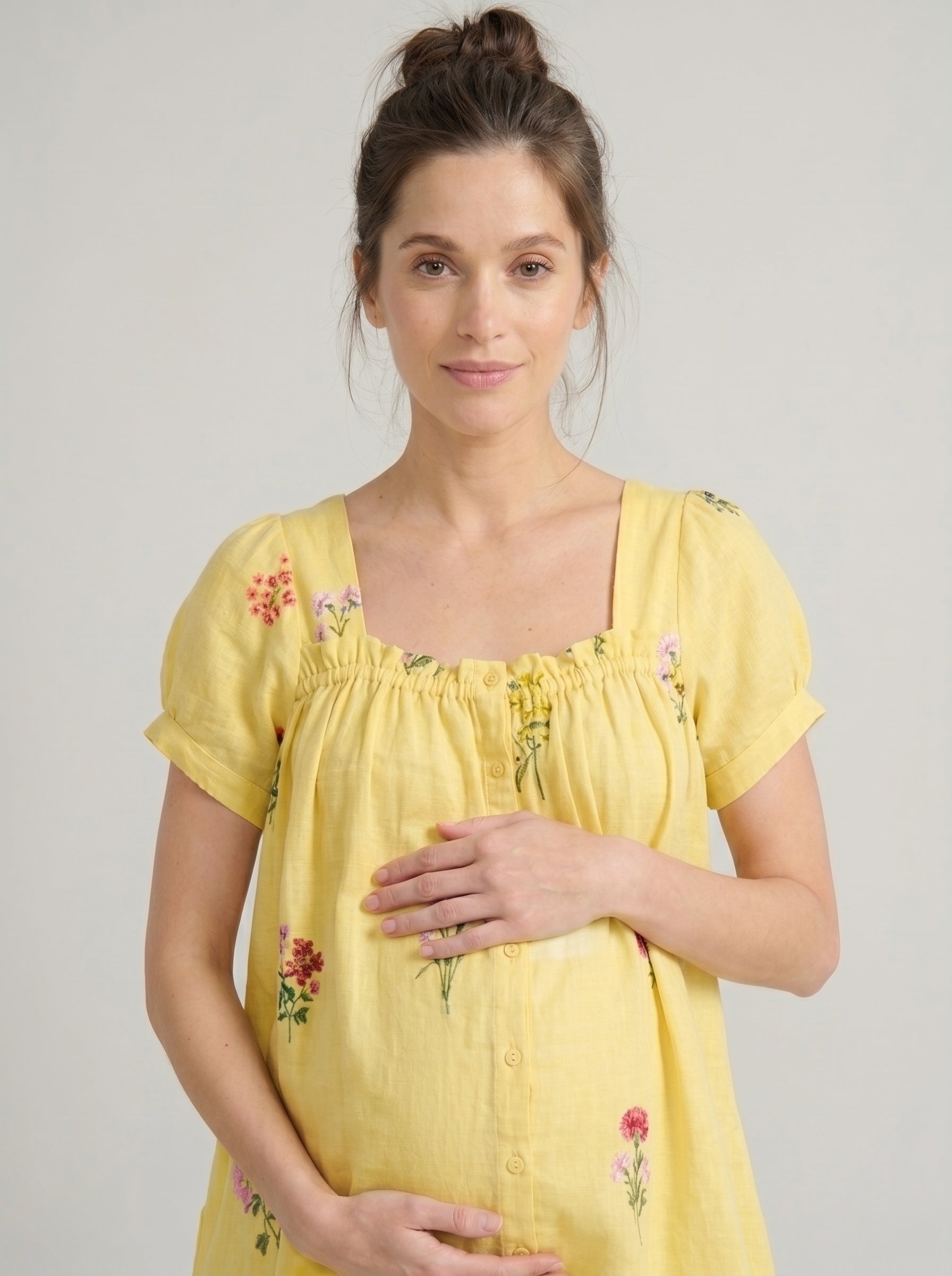 Daffodil Yellow Botanical Maternity Tunic Co-Ord Set