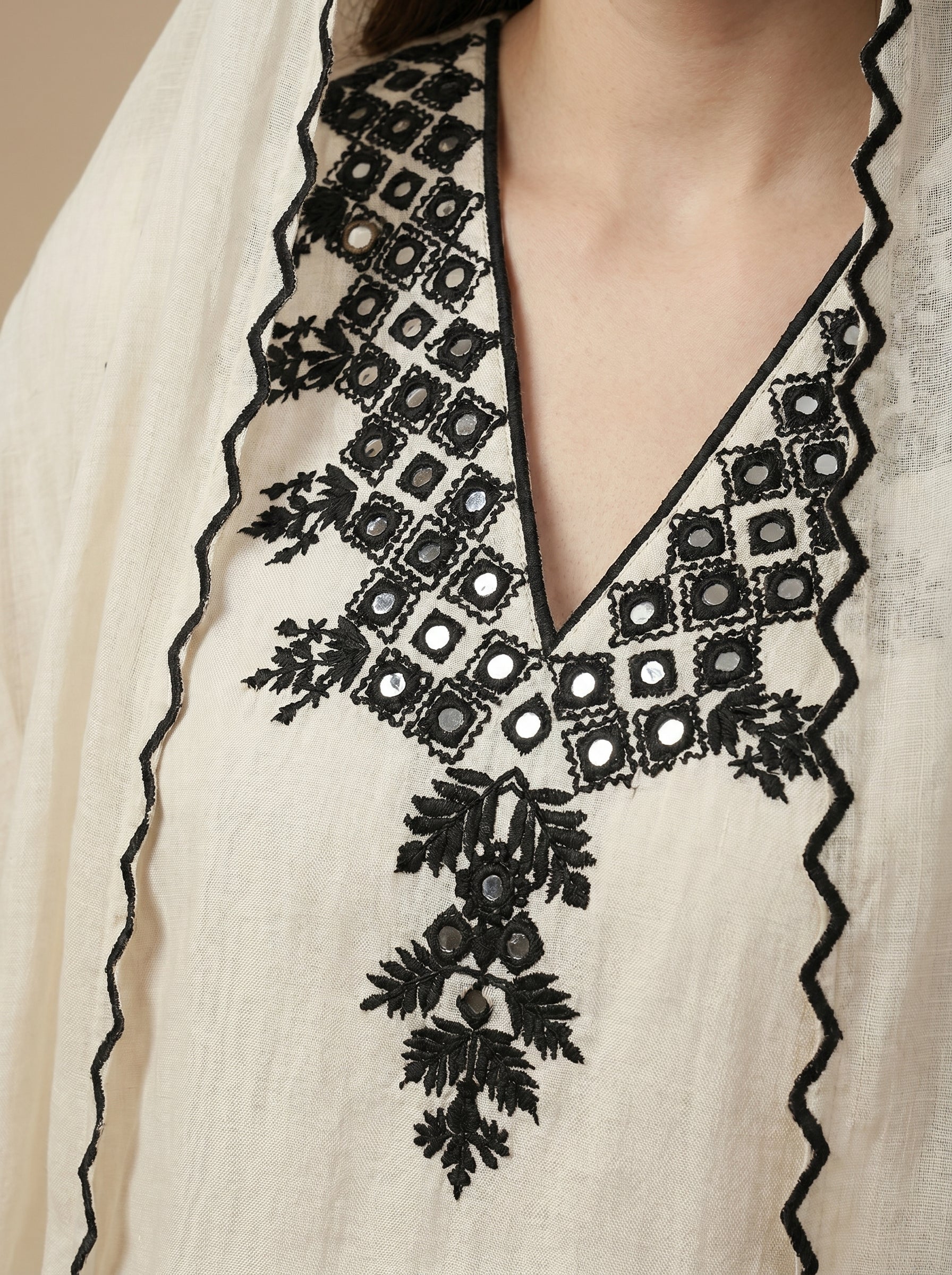 PERSIAN BLACK AND WHITE MATERNITY ANARKALI SET
