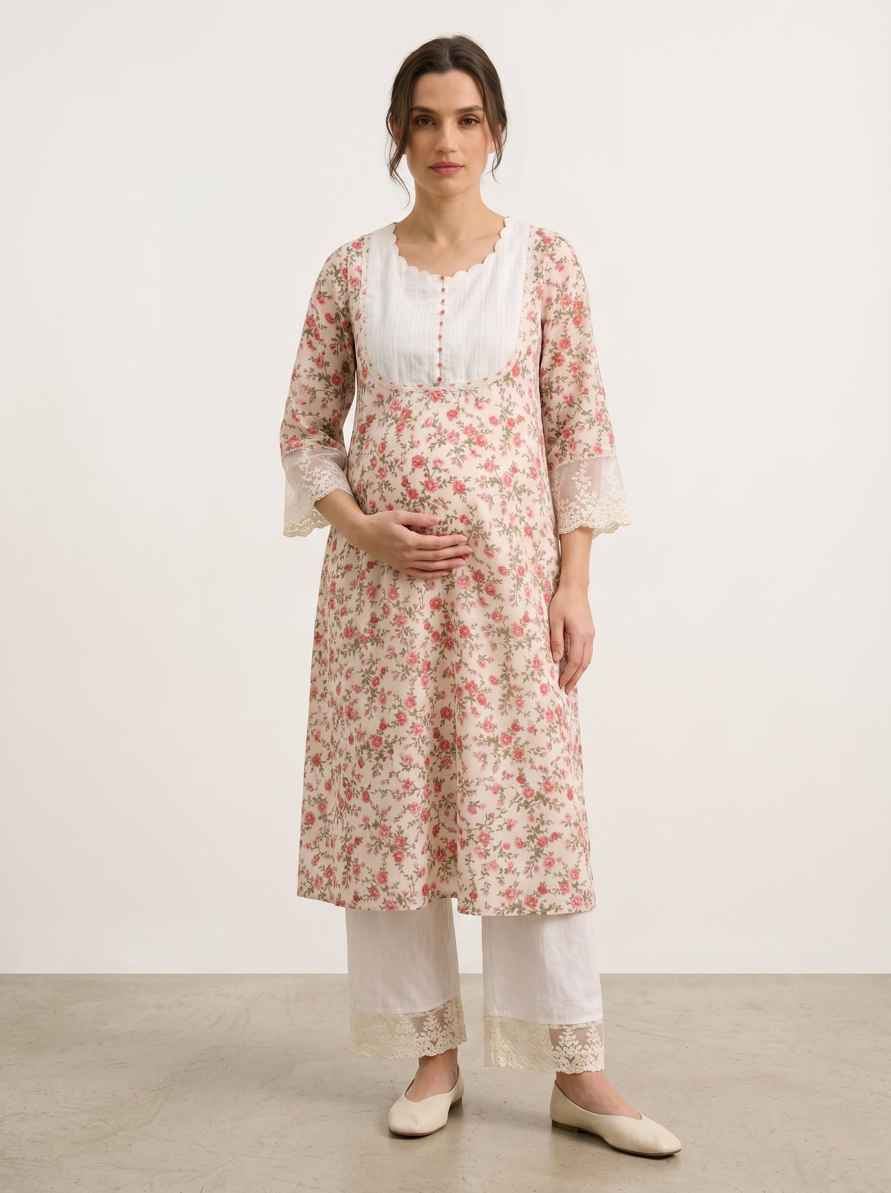 SNOW WHITE MATERNITY KURTA SET