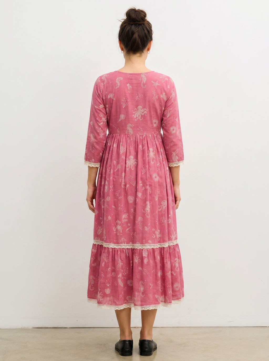 Coral stars midi dress