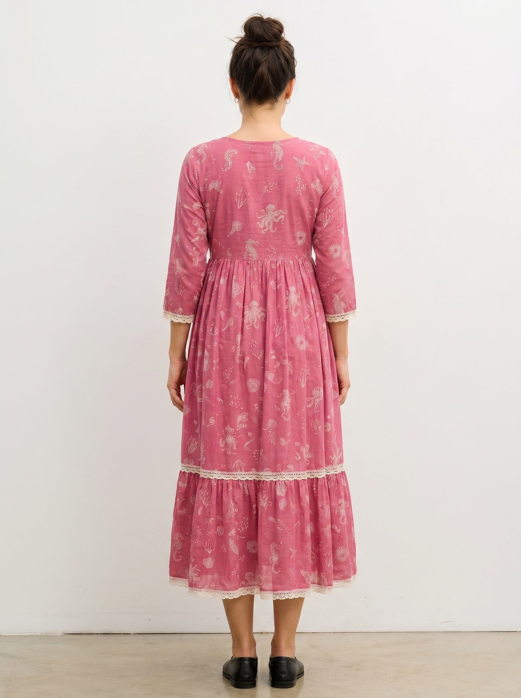 Coral stars midi dress