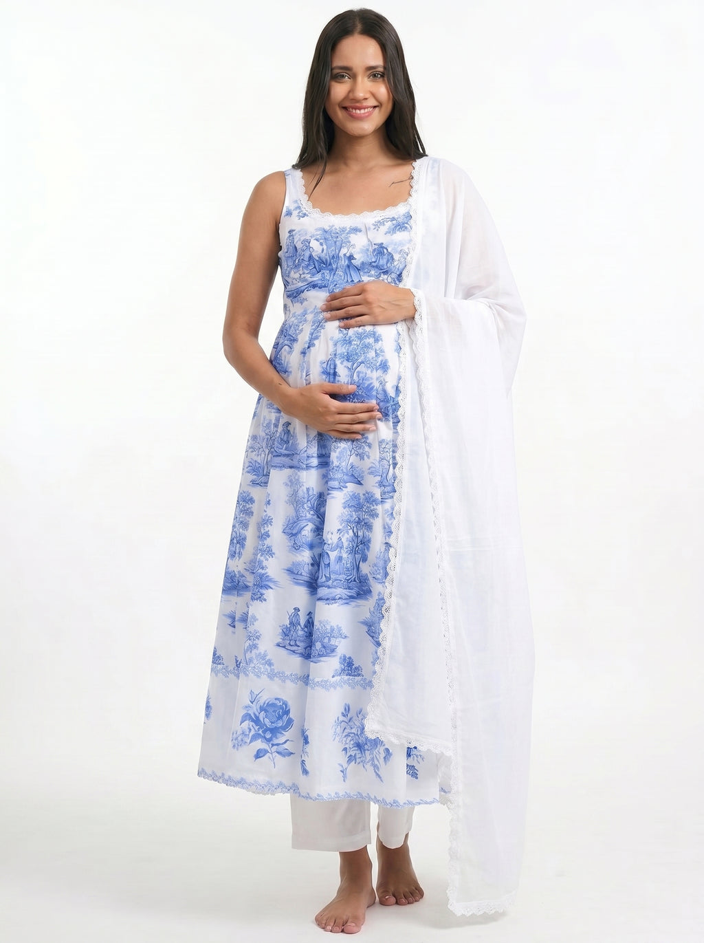 THE BLUE VINTAGE MATERNITY ANARKALI SUIT