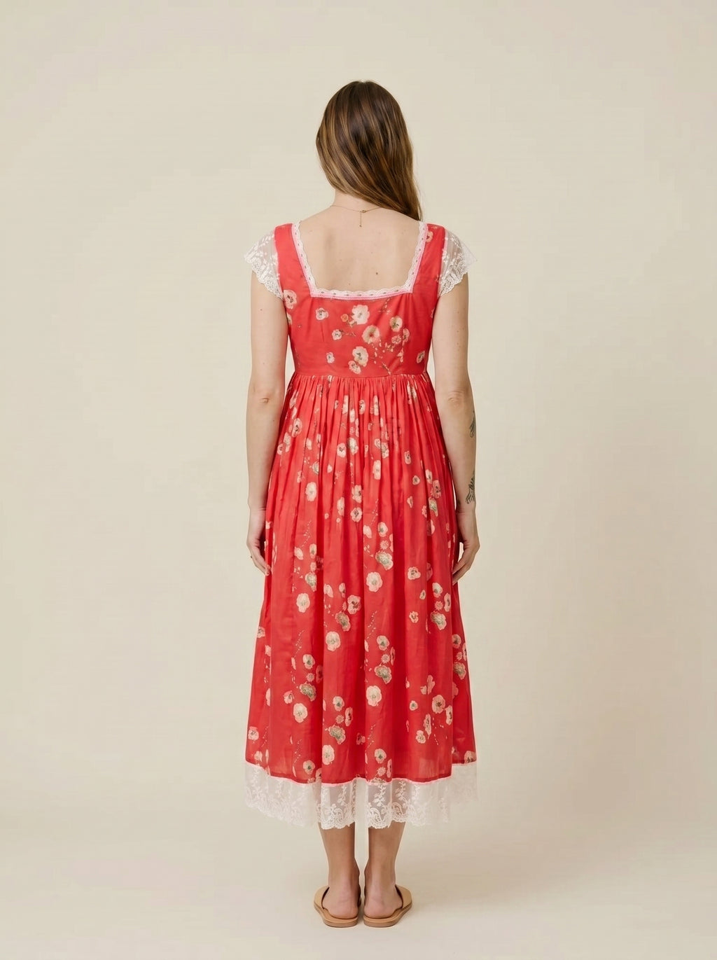 Red Monkey Floral Chantilly Lace Maxi Dress