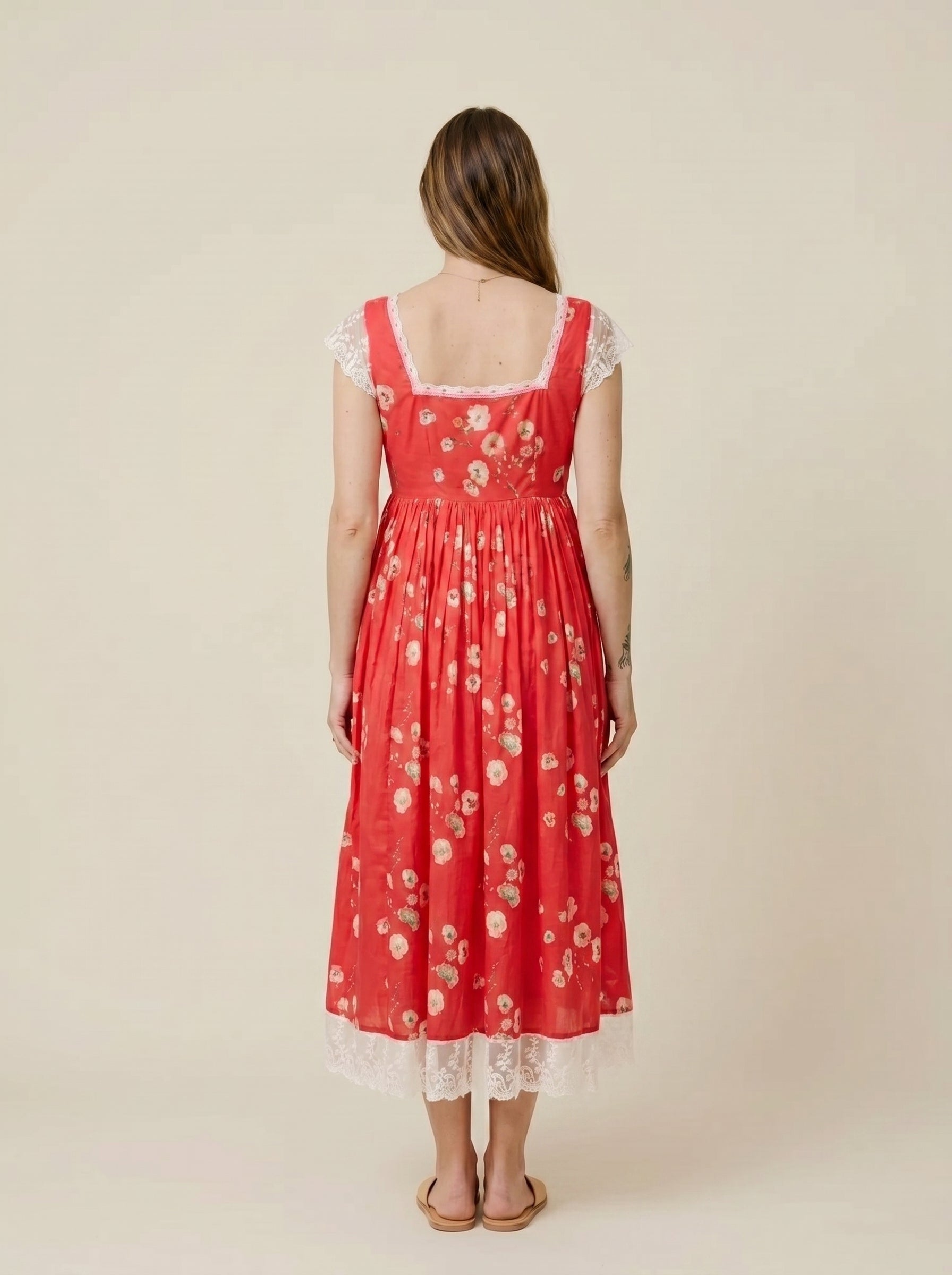 Red Monkey Floral Chantilly Lace Maxi Dress