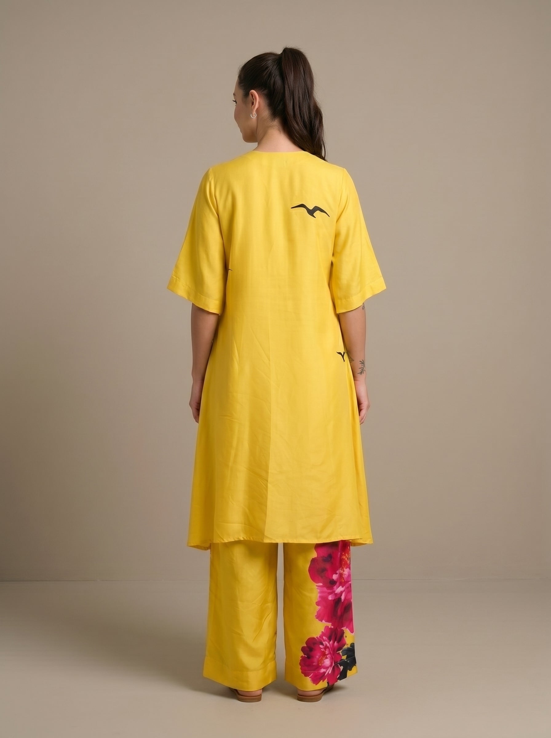 Chinese Floral Print Cotton Satin Maternity Co-Ord Set