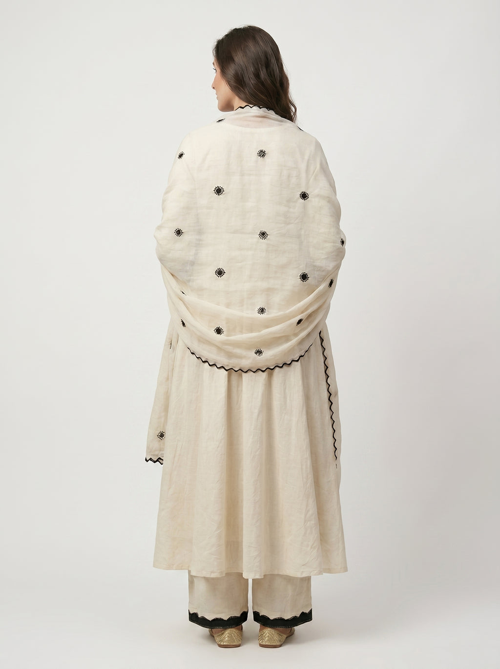 PERSIAN BLACK AND WHITE MATERNITY ANARKALI SET