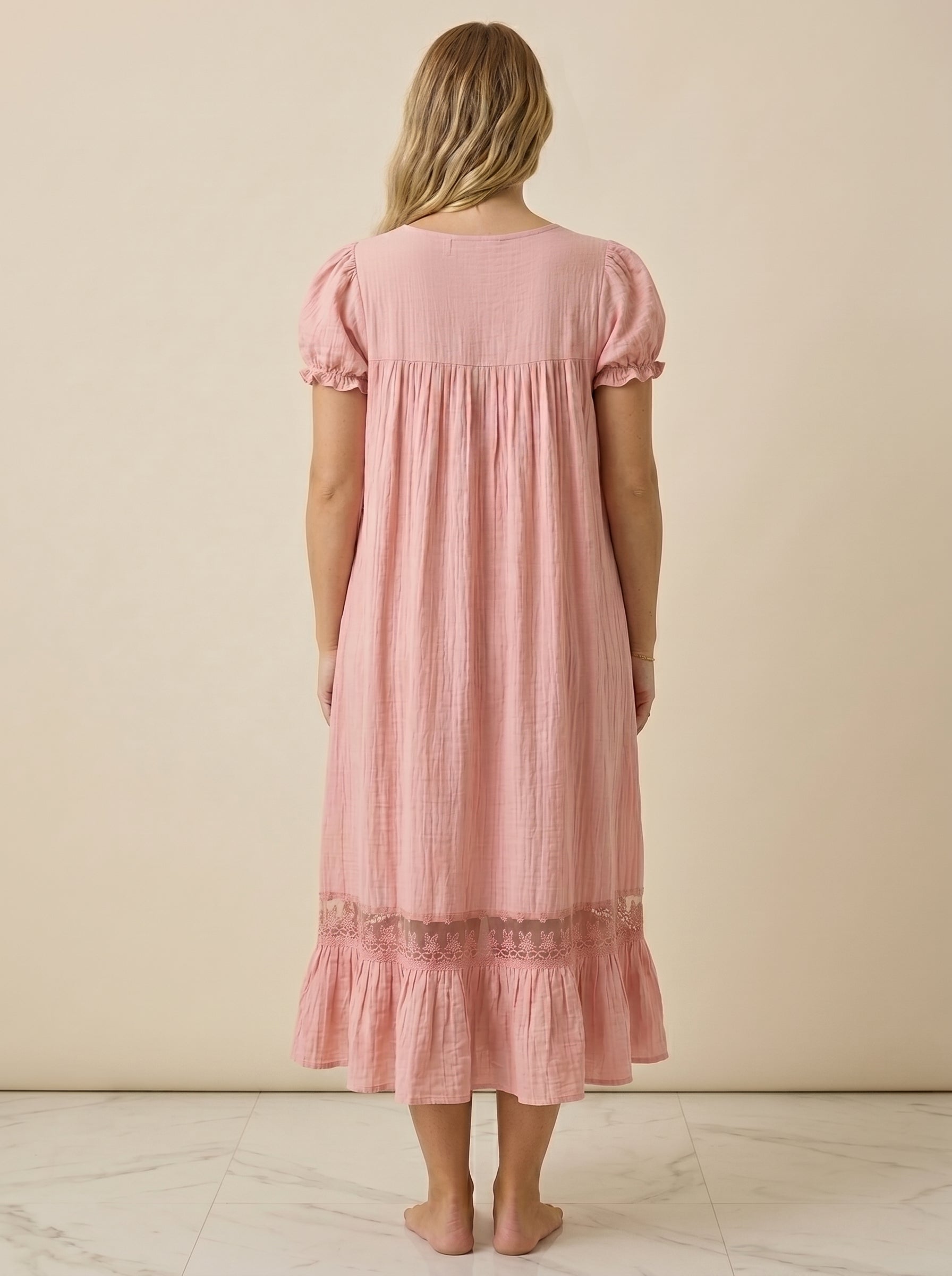 choco pink french vintage maternity lounge dress