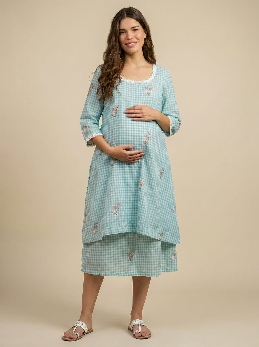 Organic Mul Eyes Blue Printed Layered Dress