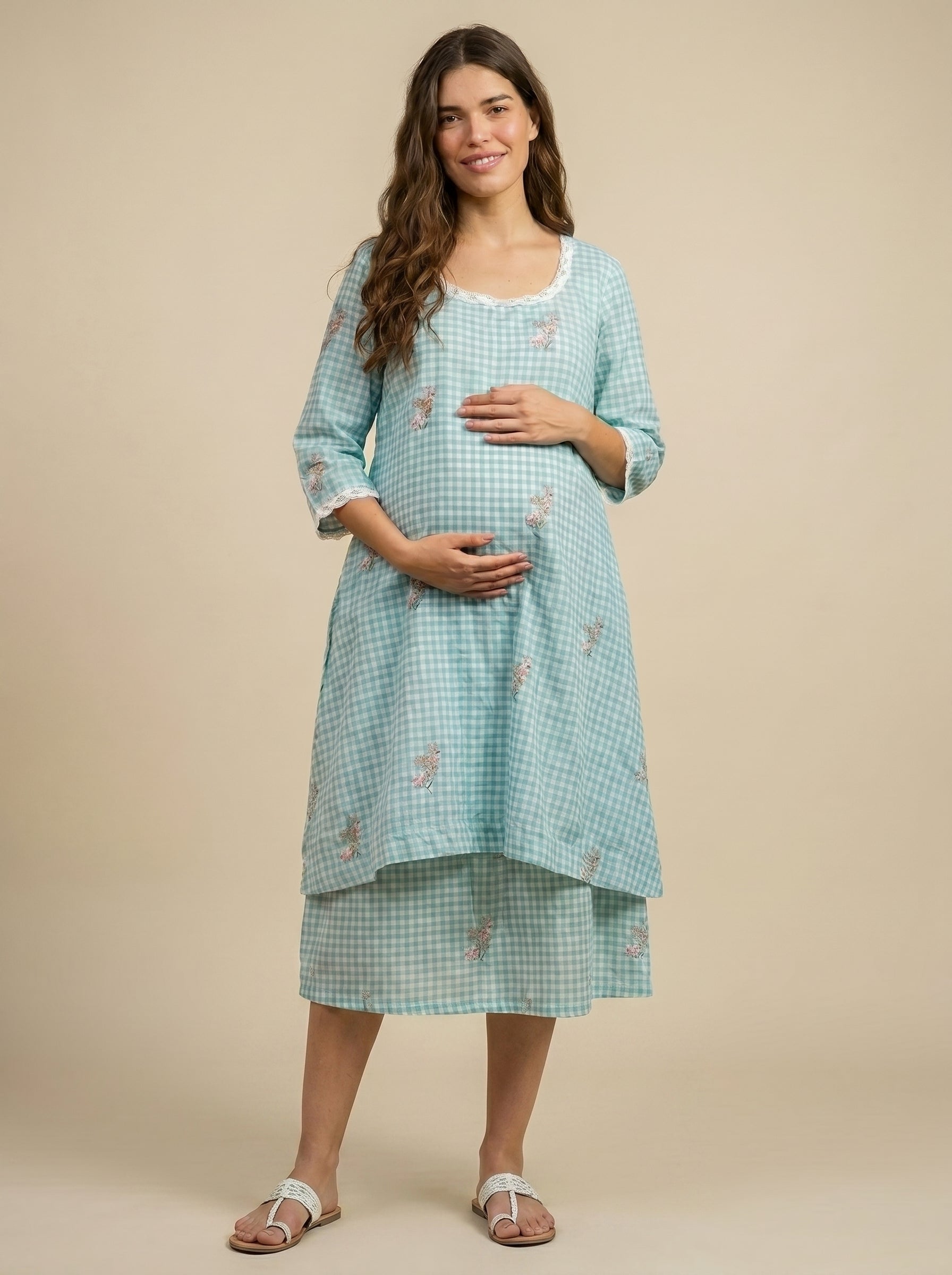 Organic Mul Eyes Blue Printed Layered Dress