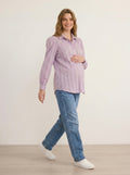 lilac eyelet maternity shirt