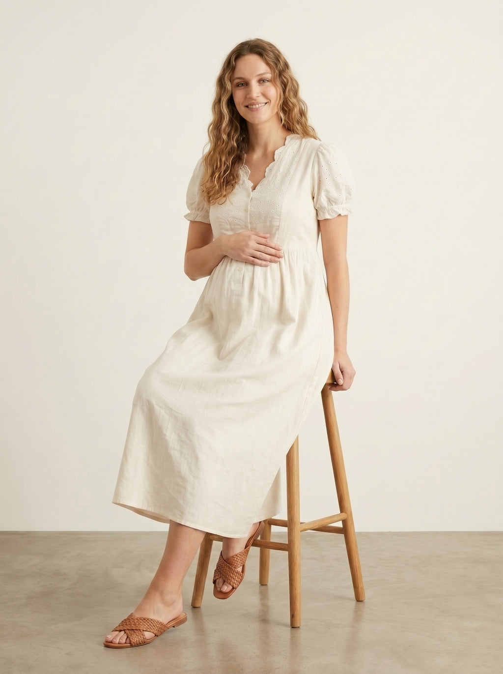 SNOW WHITE EYE LET MATERNITY LOUNGE DRESS